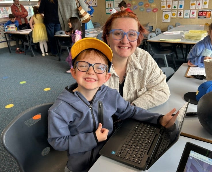Boy and his mum at open classrooms